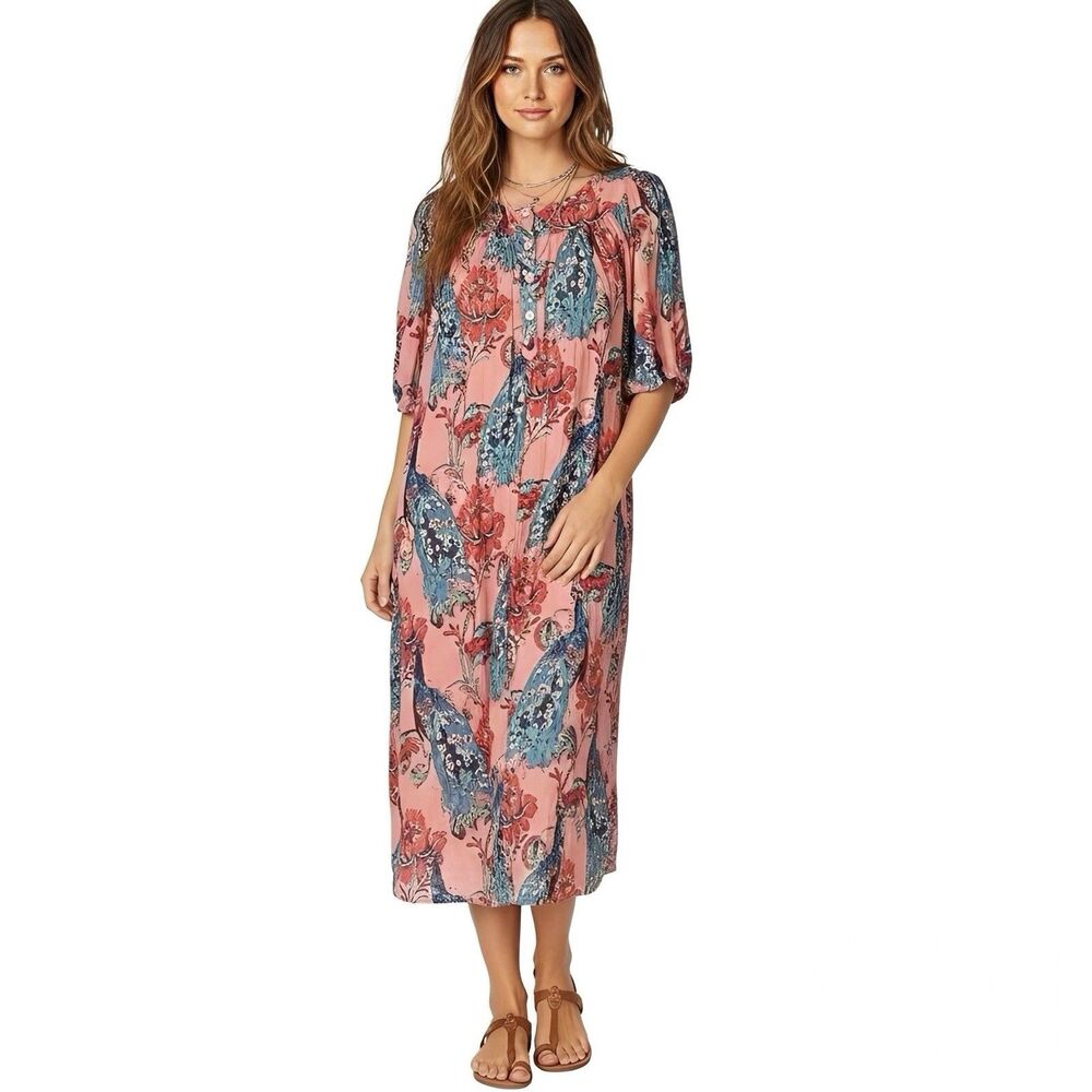 Go Softly Dress Medium Patio Lounge Muu Muu Hipster Vacation Boho Resort Travel